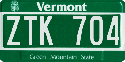 VT license plate ZTK704