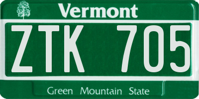 VT license plate ZTK705
