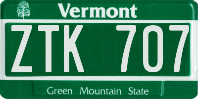 VT license plate ZTK707