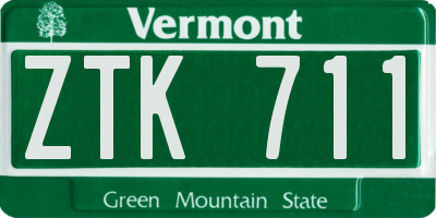 VT license plate ZTK711