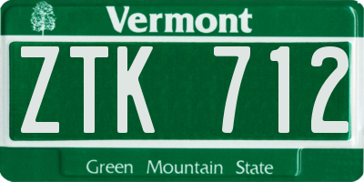 VT license plate ZTK712