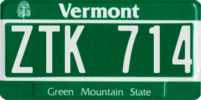 VT license plate ZTK714