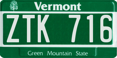 VT license plate ZTK716