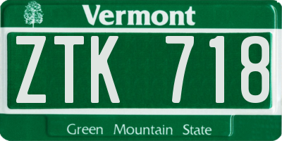 VT license plate ZTK718