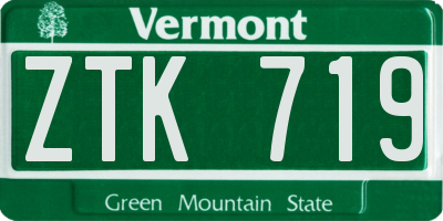 VT license plate ZTK719