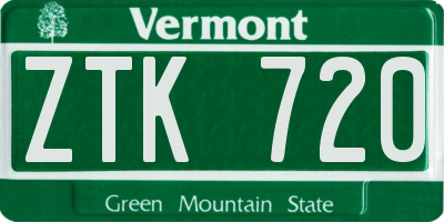 VT license plate ZTK720
