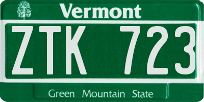 VT license plate ZTK723
