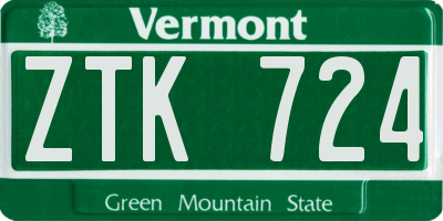 VT license plate ZTK724