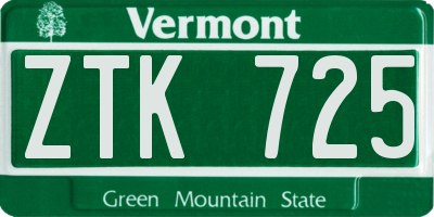 VT license plate ZTK725