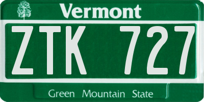 VT license plate ZTK727