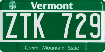 VT license plate ZTK729