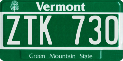 VT license plate ZTK730