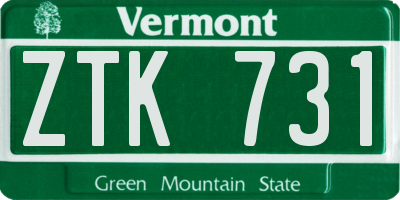 VT license plate ZTK731