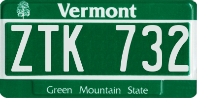 VT license plate ZTK732