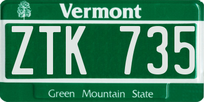 VT license plate ZTK735