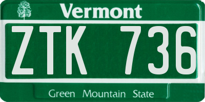 VT license plate ZTK736