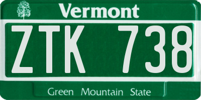 VT license plate ZTK738