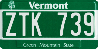VT license plate ZTK739