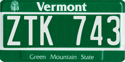 VT license plate ZTK743