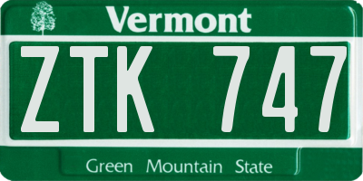 VT license plate ZTK747