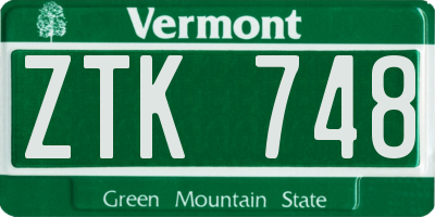 VT license plate ZTK748