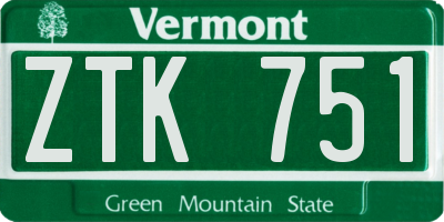 VT license plate ZTK751