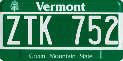 VT license plate ZTK752