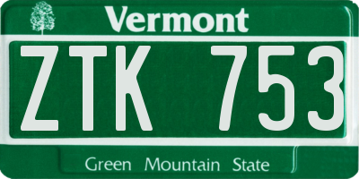 VT license plate ZTK753