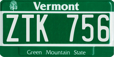 VT license plate ZTK756