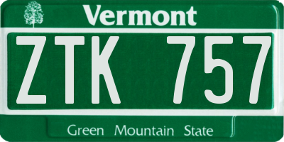 VT license plate ZTK757