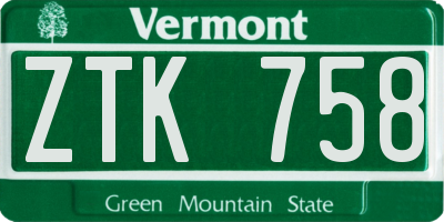VT license plate ZTK758