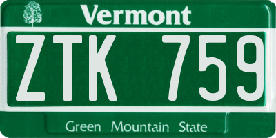 VT license plate ZTK759