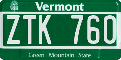 VT license plate ZTK760