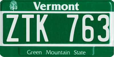 VT license plate ZTK763