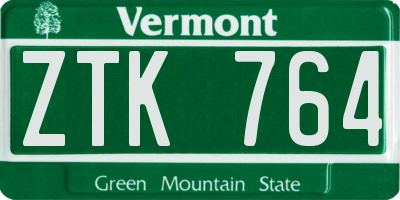VT license plate ZTK764