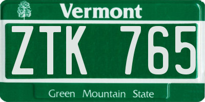 VT license plate ZTK765
