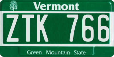 VT license plate ZTK766