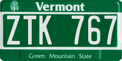 VT license plate ZTK767