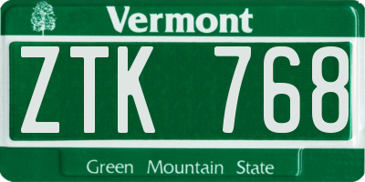VT license plate ZTK768