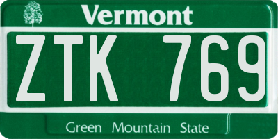 VT license plate ZTK769