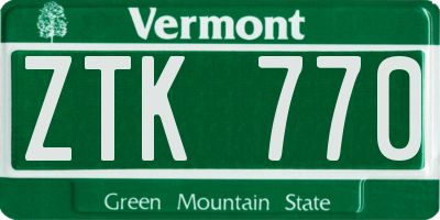 VT license plate ZTK770