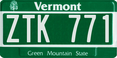 VT license plate ZTK771