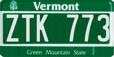 VT license plate ZTK773