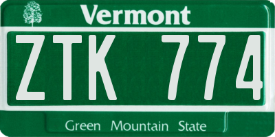 VT license plate ZTK774
