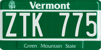 VT license plate ZTK775