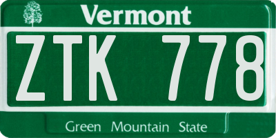VT license plate ZTK778