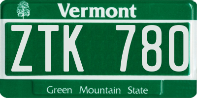 VT license plate ZTK780