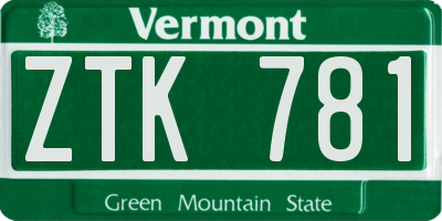 VT license plate ZTK781