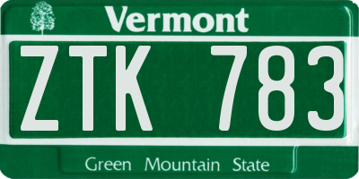VT license plate ZTK783