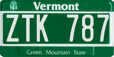 VT license plate ZTK787